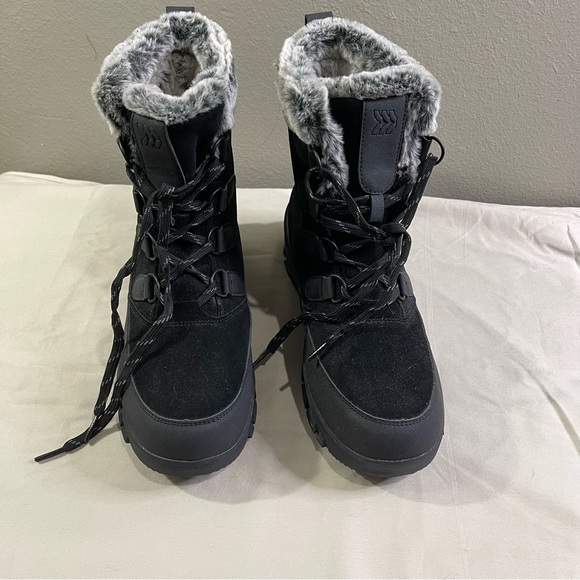 all in motion Shoes All In Motion Black Winter Boots With Gray Faux